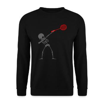 Badminton Dab Dabbing Skelett Totenkopf Geschenk - Unisex Pullover - Schwarz - Vorne - Alina (178cm) & Michal (187cm)