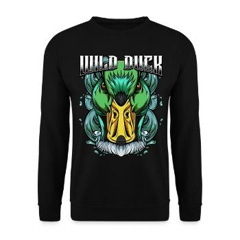 Canard sauvage moderne | Idée de cadeau animal oiseau à la mode - Sweat-shirt Unisexe - noir - Devant - Alina (178cm) & Michal (187cm)