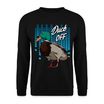 Trendy Duck Word Game | Duck off bird gift - Unisex Sweatshirt - black - Front - Alina (178cm) & Michal (187cm)