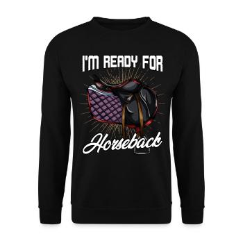 Je suis prêt pour le cheval | Cadeau selle chevaux - Sweat-shirt Unisexe - noir - Devant - Alina (178cm) & Michal (187cm)