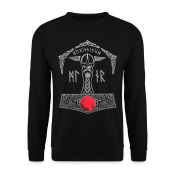 Thor Hammer Mjölnir Walhalla Vikings Men Thors - Unisex Sweatshirt - black - Front - Alina (178cm) & Michal (187cm)