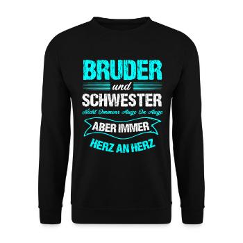 Brother and sister eye to eye Heart to heart - Unisex Sweatshirt - black - Front - Alina (178cm) & Michal (187cm)