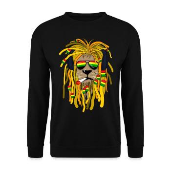 Cadeau d'écouteurs Reggae Lion Rastafari - Sweat-shirt Unisexe - noir - Devant - Alina (178cm) & Michal (187cm)