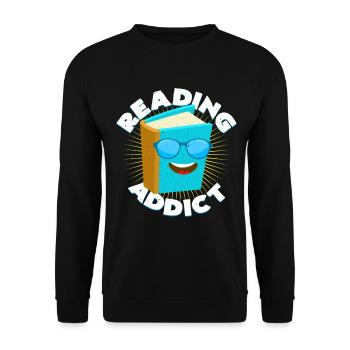 Reading Addict | Books Read Bookaholic Gift - Unisex Sweatshirt - black - Front - Alina (178cm) & Michal (187cm)