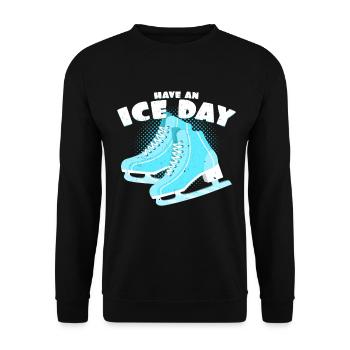 Have An Ice Day | Eiskunstlauf Wortspiel Geschenk - Unisex Pullover - Schwarz - Vorne - Alina (178cm) & Michal (187cm)