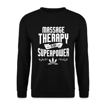 Massage Therapeut Massieren Masseur Geschenkidee - Unisex Pullover - Schwarz - Vorne - Alina (178cm) & Michal (187cm)