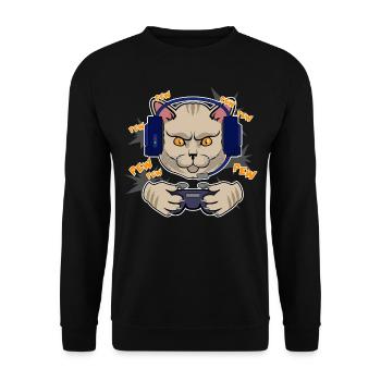 Cadeau de geek de jeu vidéo de jeu de chat de coureur - Sweat-shirt Unisexe - noir - Devant - Alina (178cm) & Michal (187cm)