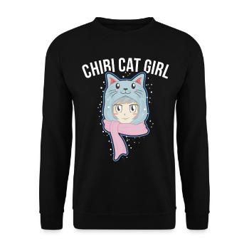 Cadeau Chibi Cats Girl Anime Senpai Baku - Sweat-shirt Unisexe - noir - Devant - Alina (178cm) & Michal (187cm)