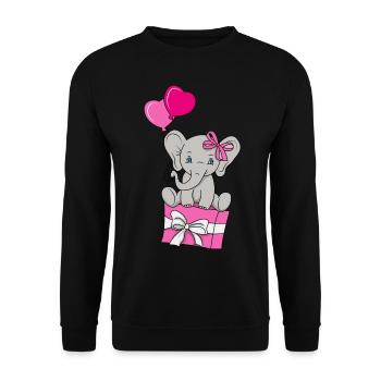 Baby Elefant Liebe Geschenk Geschenkidee - Unisex Pullover - Schwarz - Vorne - Alina (178cm) & Michal (187cm)