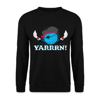 YARRRN! Garn Wortspiel Häkeln Stricken Geschenk - Unisex Pullover - Schwarz - Vorne - Alina (178cm) & Michal (187cm)