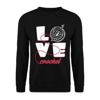 Love crochet | Typography Statement Needle Gift - Unisex Sweatshirt - black - Front - Alina (178cm) & Michal (187cm)