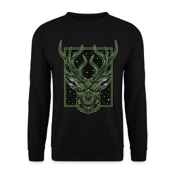 Hirschgeweih - Unisex Pullover - Schwarz - Vorne - Alina (178cm) & Michal (187cm)