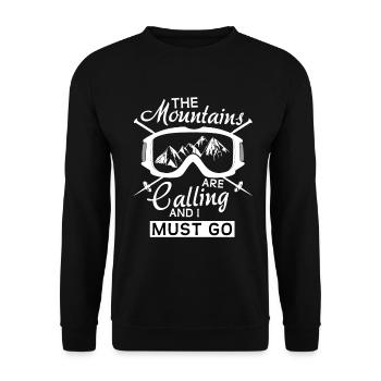 Mountains calling - skifahrer - Berge - Unisex Pullover - Schwarz - Vorne - Alina (178cm) & Michal (187cm)