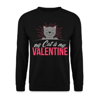 My cat is my Valentine's Day gift geek - Unisex Sweatshirt - black - Front - Alina (178cm) & Michal (187cm)