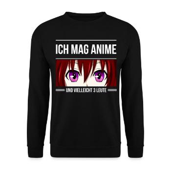 Anime Shirt Ramen Baku Otaku Süß Geek Geschenk - Unisex Pullover - Schwarz - Vorne - Alina (178cm) & Michal (187cm)