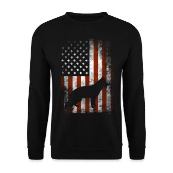 Schäferhund - amerikanische Flagge - Geschenke - Unisex Pullover - Schwarz - Vorne - Alina (178cm) & Michal (187cm)