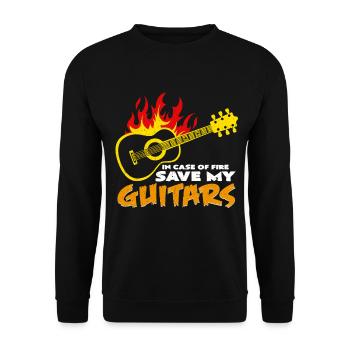 En cas d'incendie, économisez mes guitares | Cadeau de guitare - Sweat-shirt Unisexe - noir - Devant - Alina (178cm) & Michal (187cm)