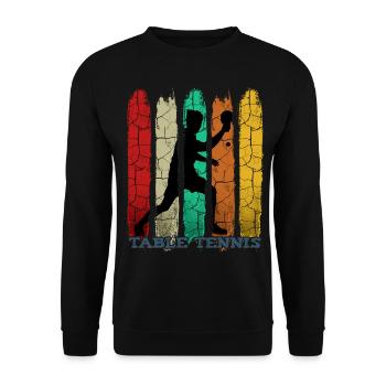 Retro Vintage Tischtennis Silhouette Geschenkidee - Unisex Pullover - Schwarz - Vorne - Alina (178cm) & Michal (187cm)
