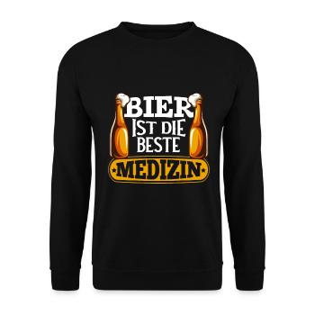 Bier ist die beste Medizin Hopfen Malz und Alkohol - Unisex Pullover - Schwarz - Vorne - Alina (178cm) & Michal (187cm)