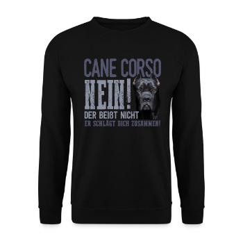 Cane Corso Moloss Mastino Mordre Chien - Sweat-shirt Unisexe - noir - Devant - Alina (178cm) & Michal (187cm)