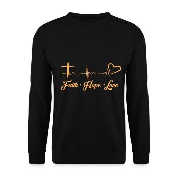 Faith Love Hope Idées Cadeaux Chrétiens - Sweat-shirt Unisexe - noir - Devant - Alina (178cm) & Michal (187cm)