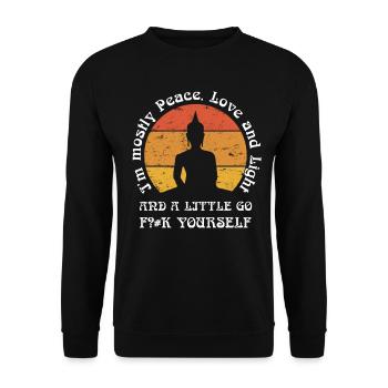 Buddha Yoga Meditation Sarkasmus Sarkastisch Zicke - Unisex Pullover - Schwarz - Vorne - Alina (178cm) & Michal (187cm)