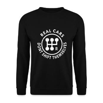Real cars dont shift themselves - Unisex Pullover - Schwarz - Vorne - Alina (178cm) & Michal (187cm)