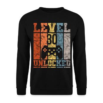30th Birthday Gamer Gift Retro Vintage Shirt - Unisex Sweatshirt - black - Front - Alina (178cm) & Michal (187cm)