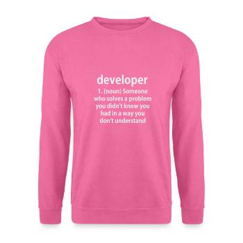 Funny Developer Definition T-Shirt - Unisex Pullover - Pink - Vorne