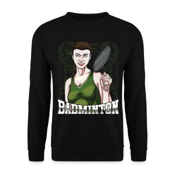 Badminton - Unisex Sweatshirt - black - Front - Alina (178cm) & Michal (187cm)