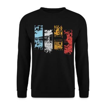 Train Trains Retro Vintage Locomotive Gift Geek - Unisex Sweatshirt - black - Front - Alina (178cm) & Michal (187cm)