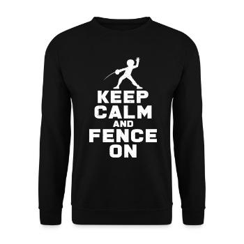 Keep Calm And Fence On | Fechten Duell Geschenk - Unisex Pullover - Schwarz - Vorne - Alina (178cm) & Michal (187cm)