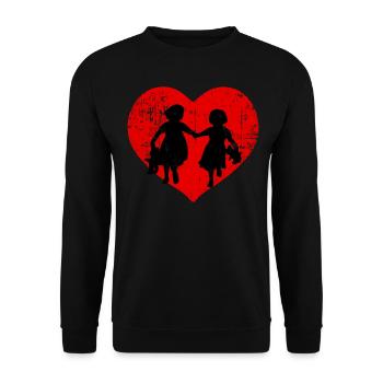 I Love Sisters - Unisex Pullover - Schwarz - Vorne - Alina (178cm) & Michal (187cm)