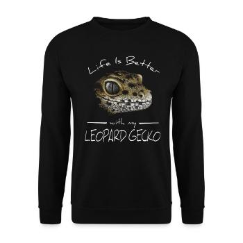 Better live with my leopard gecko gift - Unisex Sweatshirt - black - Front - Alina (178cm) & Michal (187cm)