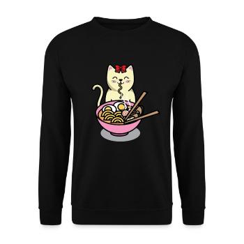 Sweet eating cat - Unisex Sweatshirt - black - Front - Alina (178cm) & Michal (187cm)