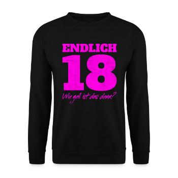 Enfin 18 ans et adulte cadeau 18 ans - Sweat-shirt Unisexe - noir - Devant - Alina (178cm) & Michal (187cm)