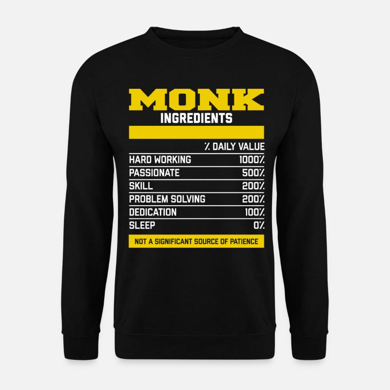 Nice Monk Ingredients T-Shirt - Unisex Pullover - Schwarz