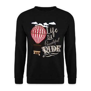 Ballonfahrer Heißluftballon - Unisex Pullover - Schwarz - Vorne - Alina (178cm) & Michal (187cm)