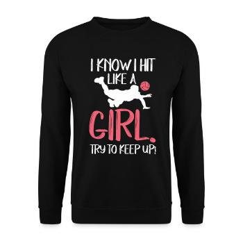Idée de cadeau sport beach volley volley ball - Sweat-shirt Unisexe - noir - Devant - Alina (178cm) & Michal (187cm)