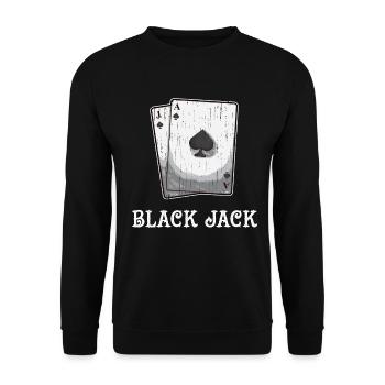 Blackjack Black Jack Kartenspiel Glücksspiel Glück - Unisex Pullover - Schwarz - Vorne - Alina (178cm) & Michal (187cm)