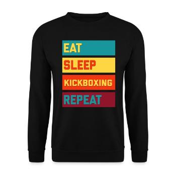 Eat Sleep Kickboxing Repeat Vintage Edition - Unisex Pullover - Schwarz - Vorne - Alina (178cm) & Michal (187cm)