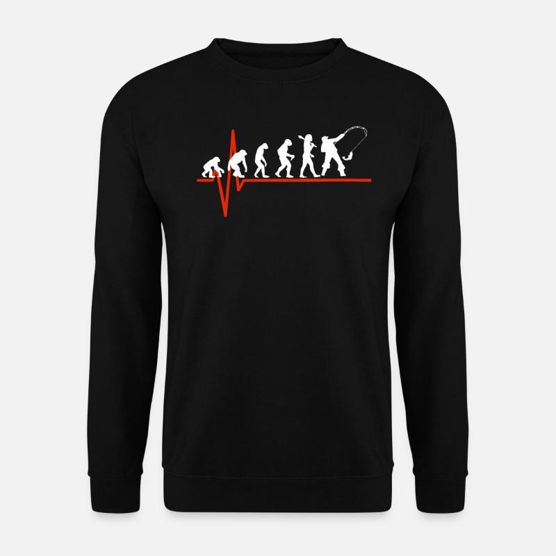 Fishing Heartbeat - EVOLUTION OF FISHING - Unisex Pullover - Schwarz