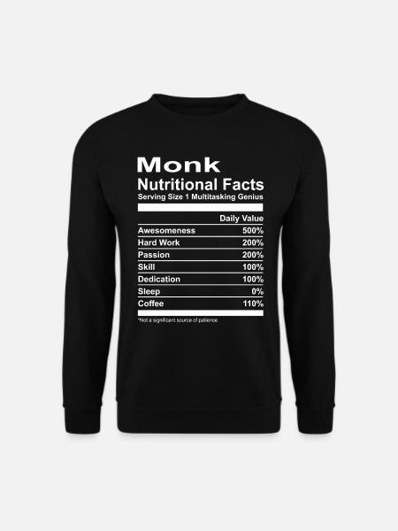 Monk Nutritional Facts T-Shirt - Unisex Pullover - Schwarz