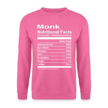 T-shirt Faits Nutritionnels de Moine - Sweat-shirt Unisexe - rose - Devant