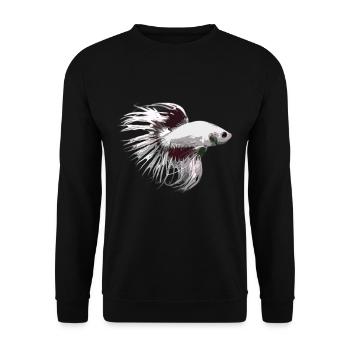 Crowntail Betta Kampffisch Geschenkidee Liebhaber - Unisex Pullover - Schwarz - Vorne - Alina (178cm) & Michal (187cm)