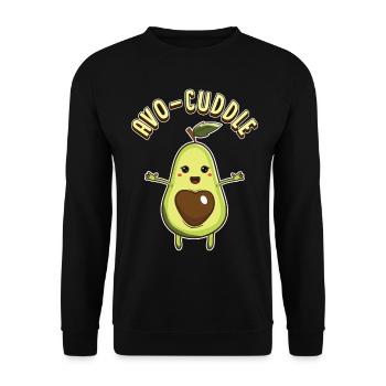Sweet Avocado Valentine's Day Cuddle Avo-Cuddle - Unisex Sweatshirt - black - Front - Alina (178cm) & Michal (187cm)