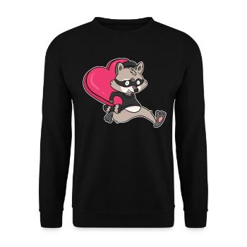 Valentine raton laveur coeur amour cadeau doux ours - Sweat-shirt Unisexe - noir - Devant - Alina (178cm) & Michal (187cm)