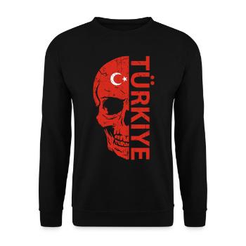 Türkei Flagge Türkiye Schädel Istanbul Geschenk - Unisex Pullover - Schwarz - Vorne - Alina (178cm) & Michal (187cm)