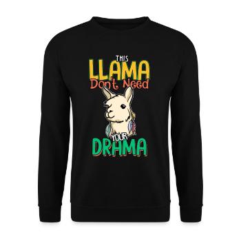 Lama has no time for your drama - Lama saying - Unisex Sweatshirt - black - Front - Alina (178cm) & Michal (187cm)