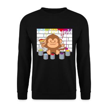 Little Monkey Painting Artist Colorful Kids Baby - Unisex Sweatshirt - black - Front - Alina (178cm) & Michal (187cm)